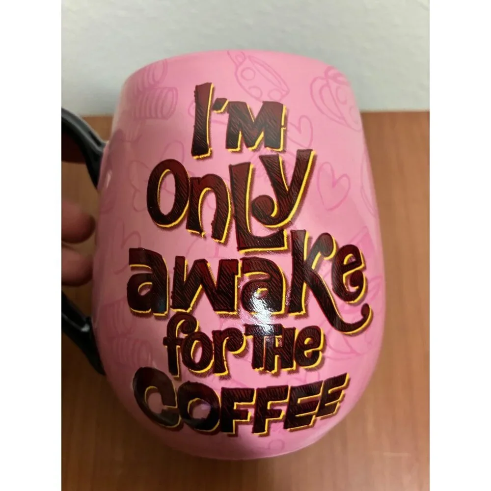 Disney Minnie Mouse Grumpy Morning Only Awake For Coffee Mug Pink